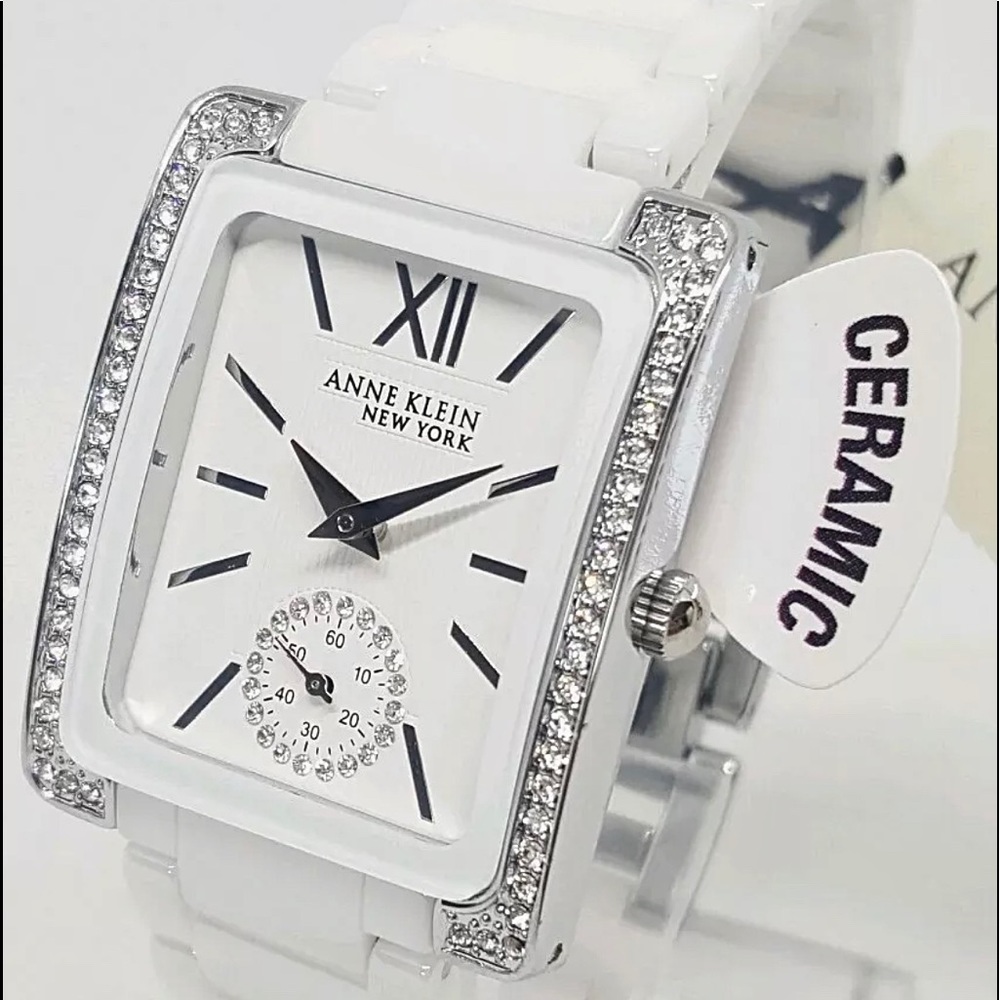 Anne Klein Women's Crystal Accent Ceramic Watch